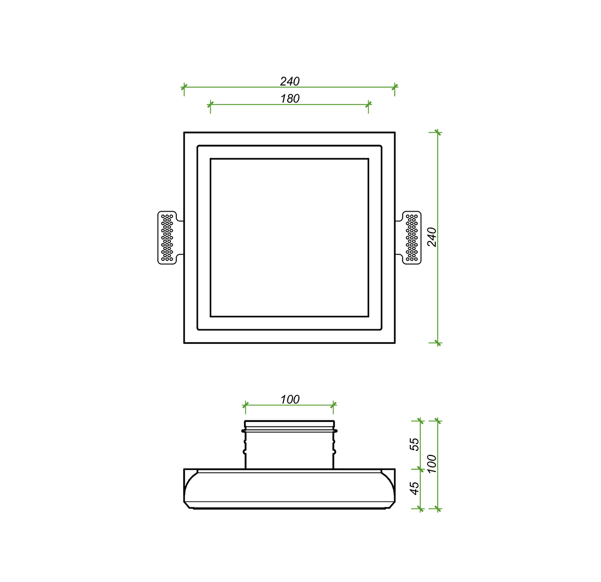 Диффузор под покраску скрытого монтажа SECRET SOFT FRAME 100/90 с приточно-вытяжным вентилятором