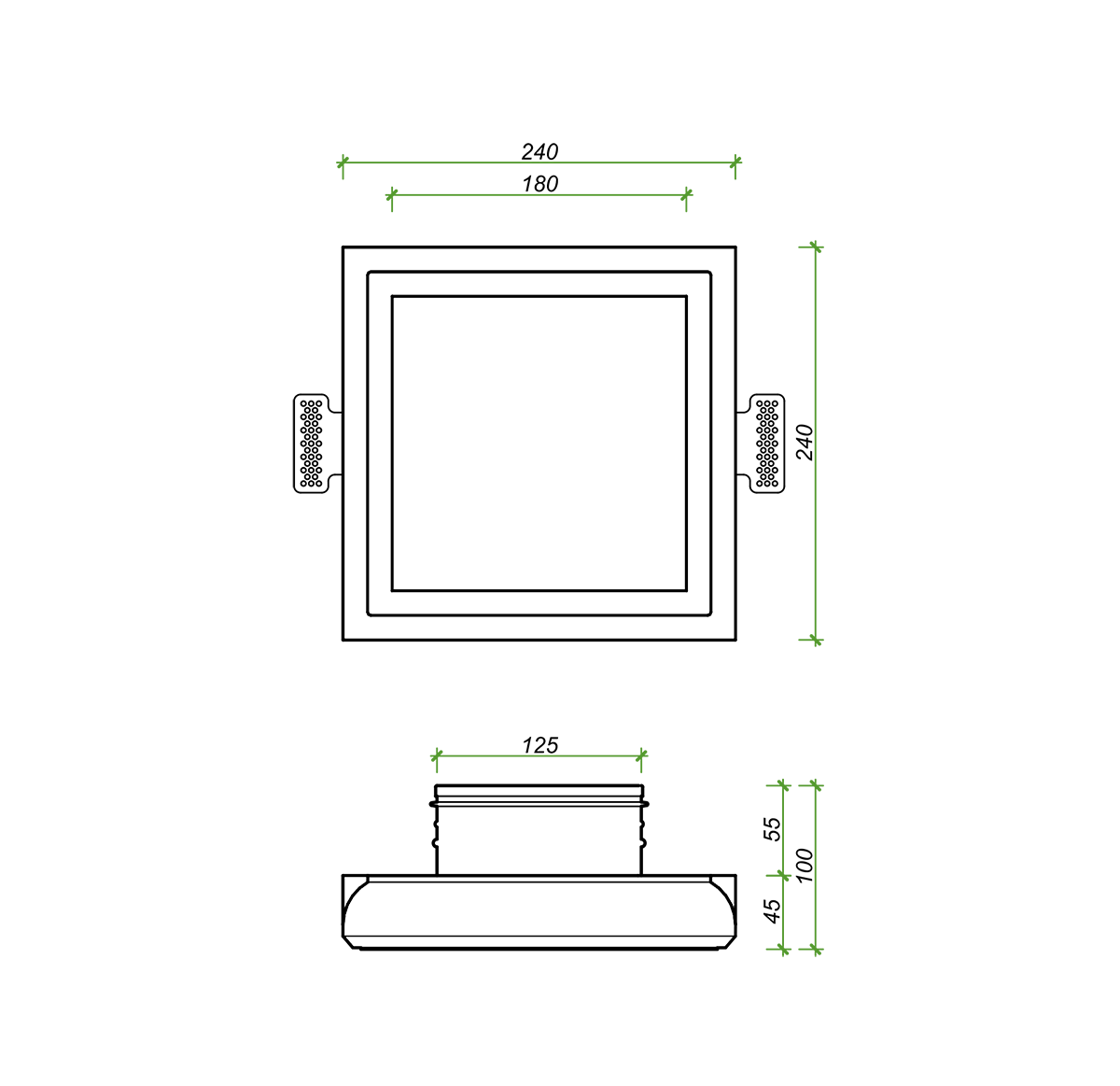 Диффузор под покраску скрытого монтажа SECRET SOFT FRAME 125/150 с приточно-вытяжным вентилятором